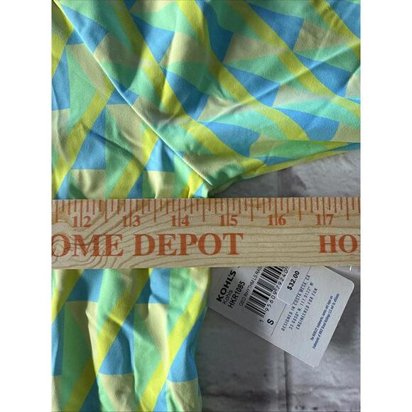 NWT Hurley Rash Guard Cheeky Bikini Small Neon Blue Green Yellow - Picture 6 of 9